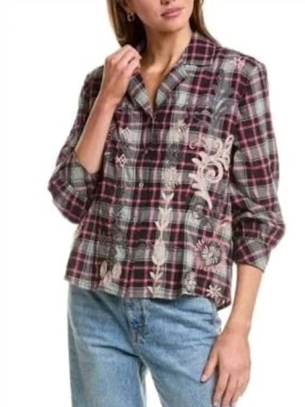 NWT Johnny Was JWLA 3J Workshop Bellania Vintage Embroidered Blouse Top Shirt M